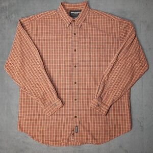 VINTAGE Abercrombie & Fitch Shirt Mens Large Orange Plaid Button Down Cotton